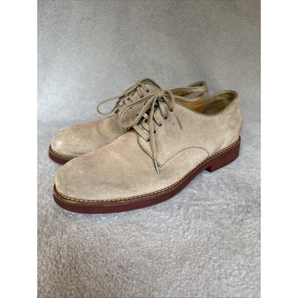 Polo Ralph Lauren Camel Suede Derby Oxford Lace Up Shoe 8D Wide Preppy Grandpa - Picture 2 of 16